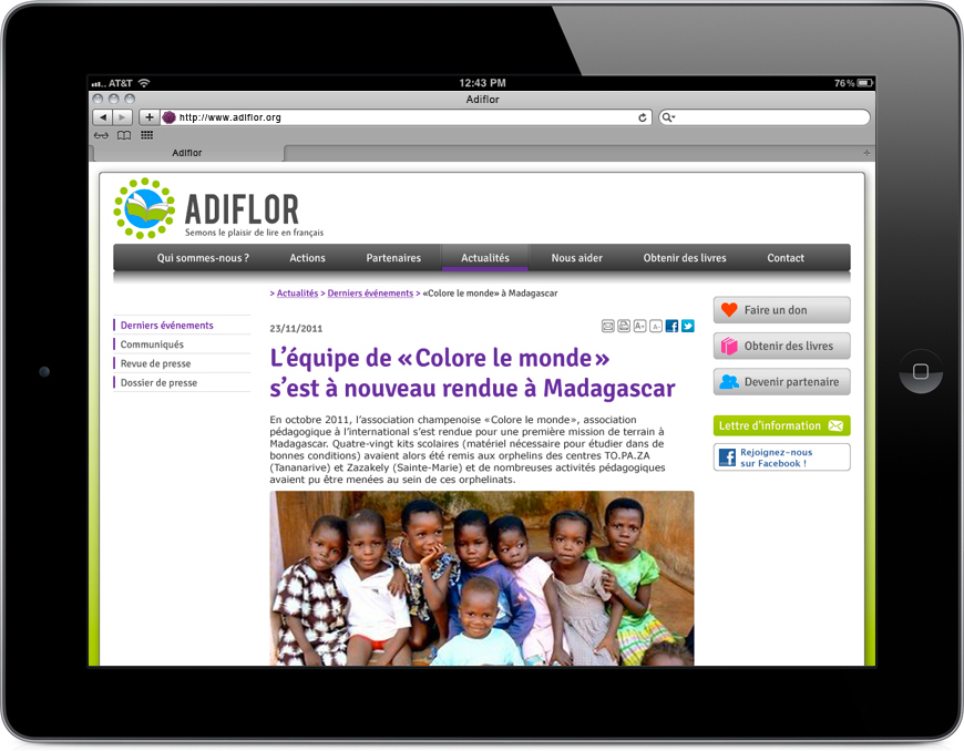 Page actualités détail d'Adiflor