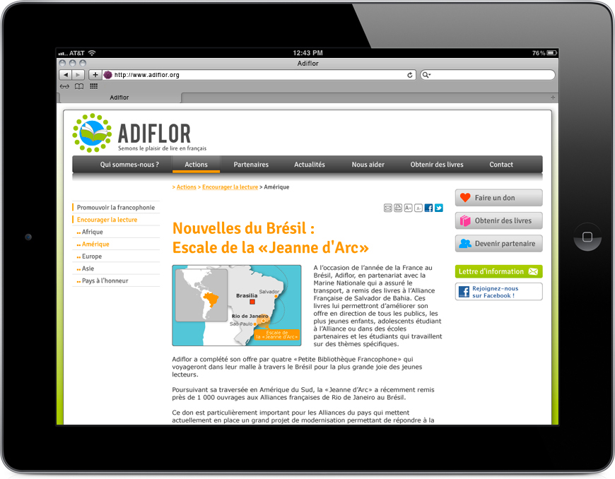 Page actions d'Adiflor