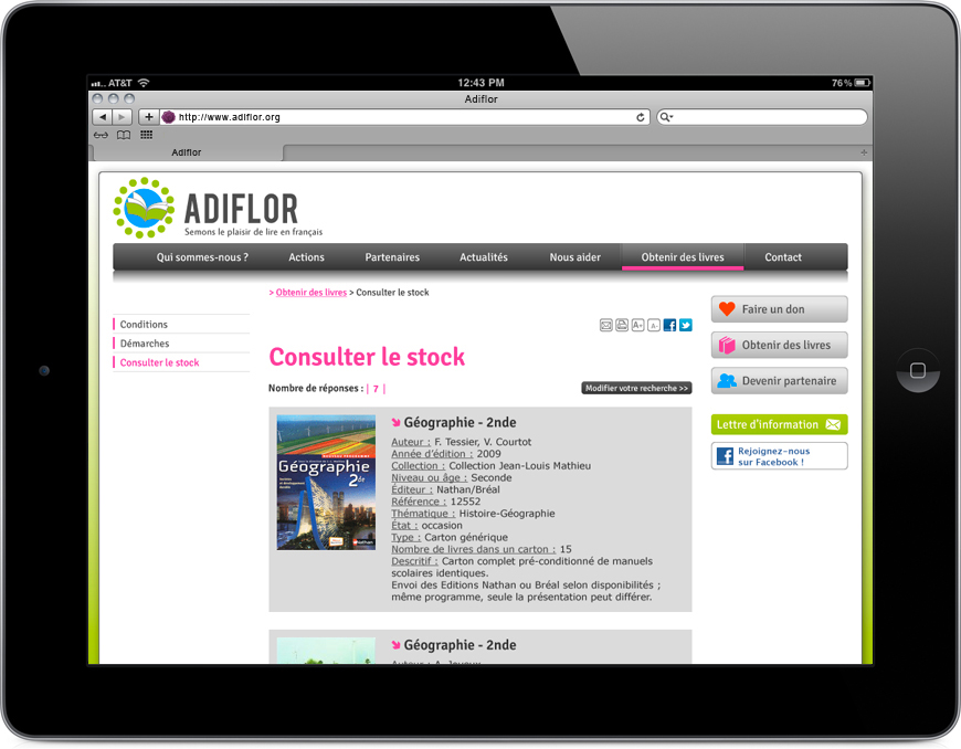 Page stock d'Adiflor