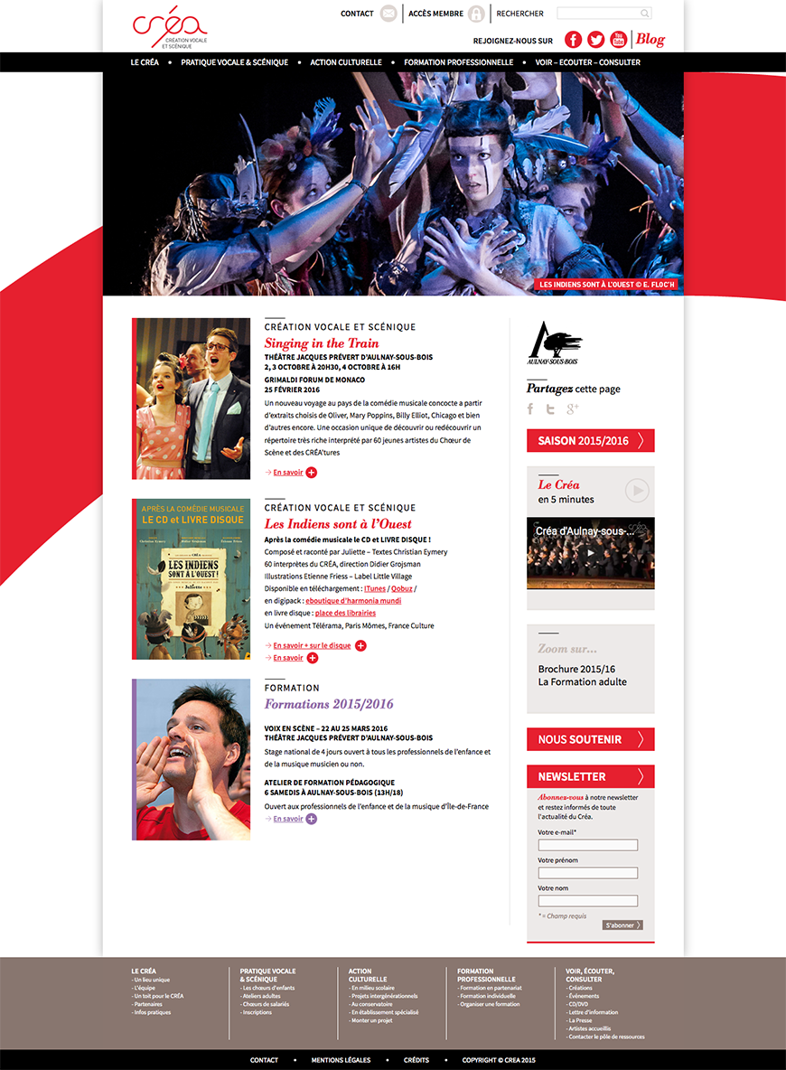 Page d'accueil du site du Créa